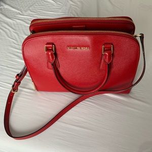 Michael Kors Red Saffiano Satchel Bag